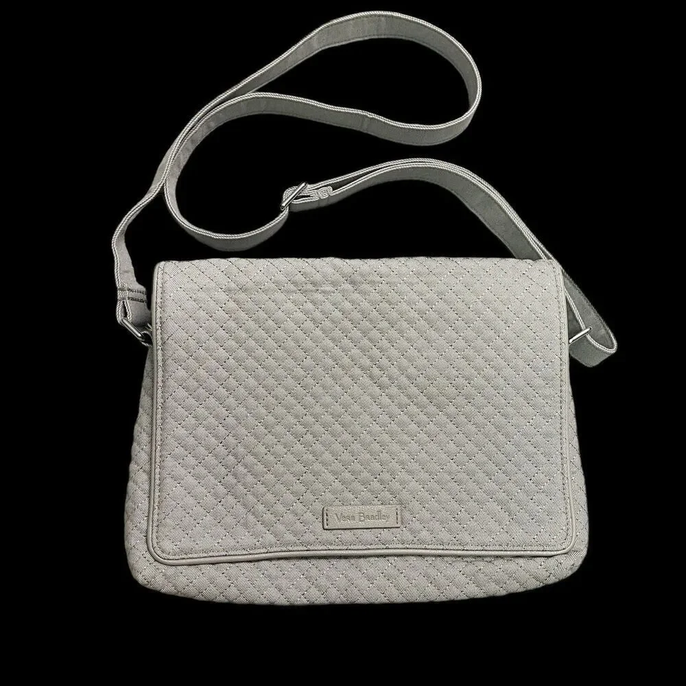 Vera Bradley Iconic‎ Turnabout Quilted Reversible Crossbody Bag Denim Gray Solid